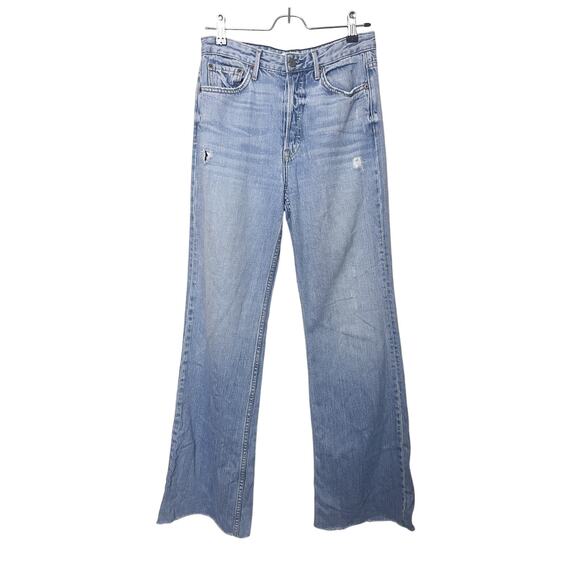 GRLFRND Carla Wide Leg Flare Distressed Jeans Women’s Sz 27 Gonna Fly Now - Picture 3 of 10